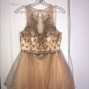 Champagne Formal 2-Piece Dress with Stones